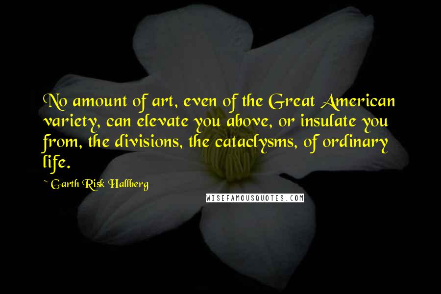 Garth Risk Hallberg Quotes: No amount of art, even of the Great American variety, can elevate you above, or insulate you from, the divisions, the cataclysms, of ordinary life.