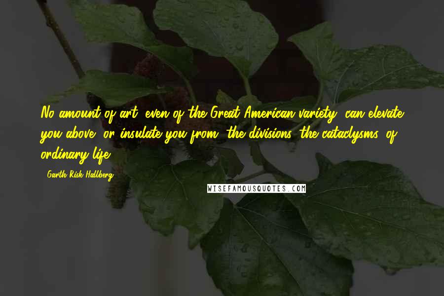 Garth Risk Hallberg Quotes: No amount of art, even of the Great American variety, can elevate you above, or insulate you from, the divisions, the cataclysms, of ordinary life.