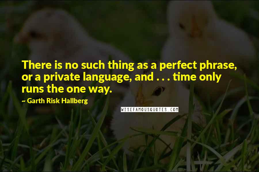 Garth Risk Hallberg Quotes: There is no such thing as a perfect phrase, or a private language, and . . . time only runs the one way.