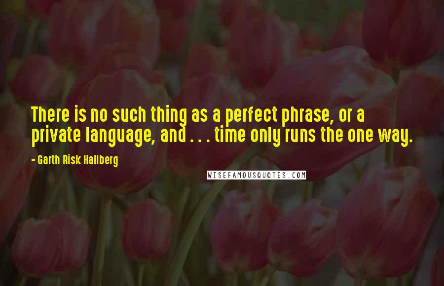 Garth Risk Hallberg Quotes: There is no such thing as a perfect phrase, or a private language, and . . . time only runs the one way.