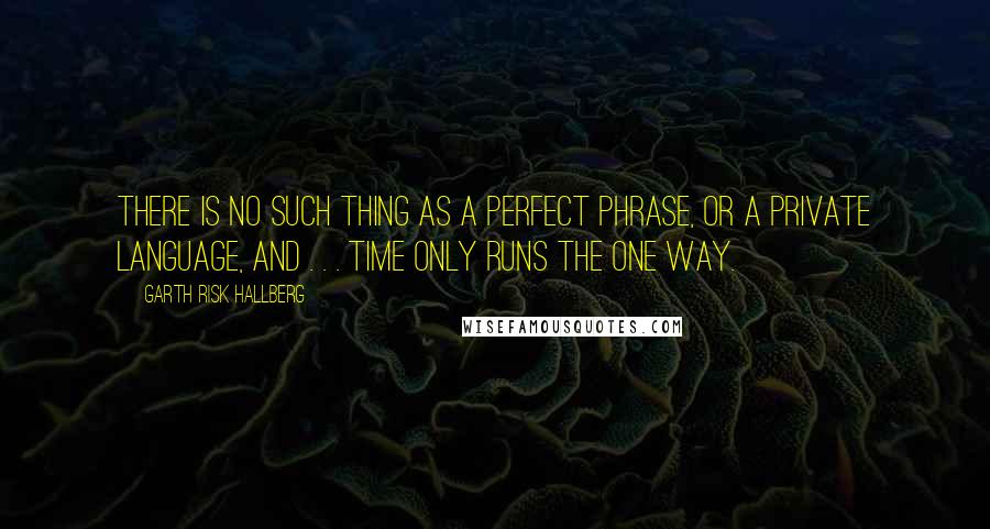 Garth Risk Hallberg Quotes: There is no such thing as a perfect phrase, or a private language, and . . . time only runs the one way.