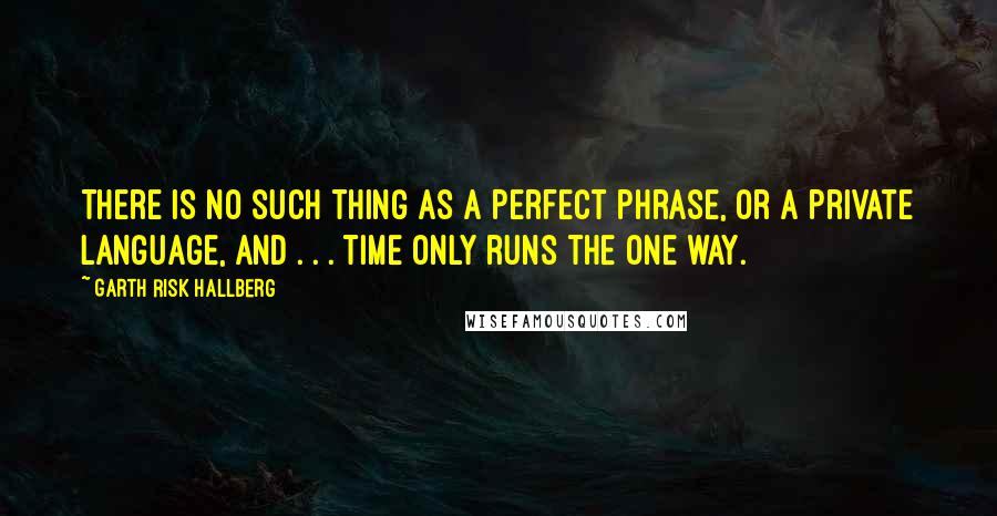 Garth Risk Hallberg Quotes: There is no such thing as a perfect phrase, or a private language, and . . . time only runs the one way.