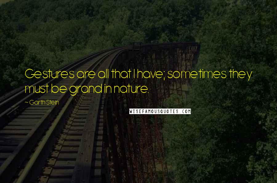 Garth Stein Quotes: Gestures are all that I have; sometimes they must be grand in nature.