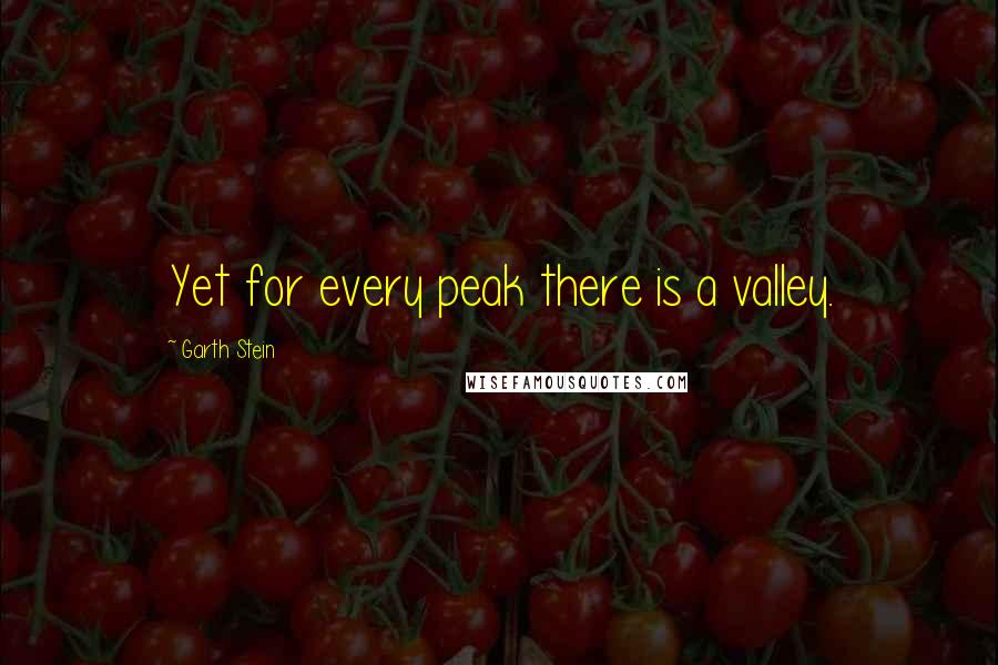 Garth Stein Quotes: Yet for every peak there is a valley.