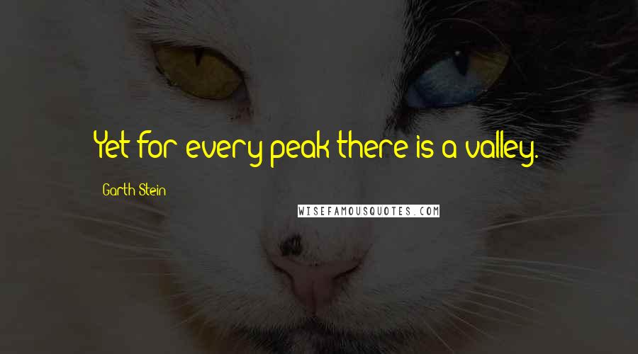 Garth Stein Quotes: Yet for every peak there is a valley.