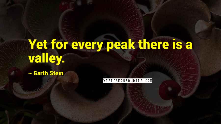 Garth Stein Quotes: Yet for every peak there is a valley.