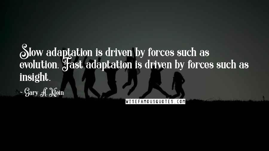 Gary A. Klein Quotes: Slow adaptation is driven by forces such as evolution. Fast adaptation is driven by forces such as insight.