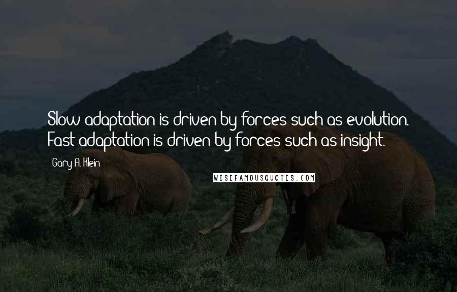Gary A. Klein Quotes: Slow adaptation is driven by forces such as evolution. Fast adaptation is driven by forces such as insight.