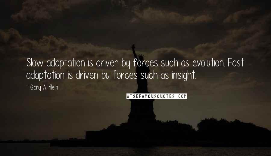 Gary A. Klein Quotes: Slow adaptation is driven by forces such as evolution. Fast adaptation is driven by forces such as insight.