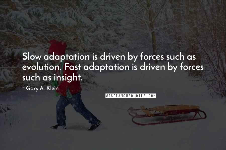 Gary A. Klein Quotes: Slow adaptation is driven by forces such as evolution. Fast adaptation is driven by forces such as insight.