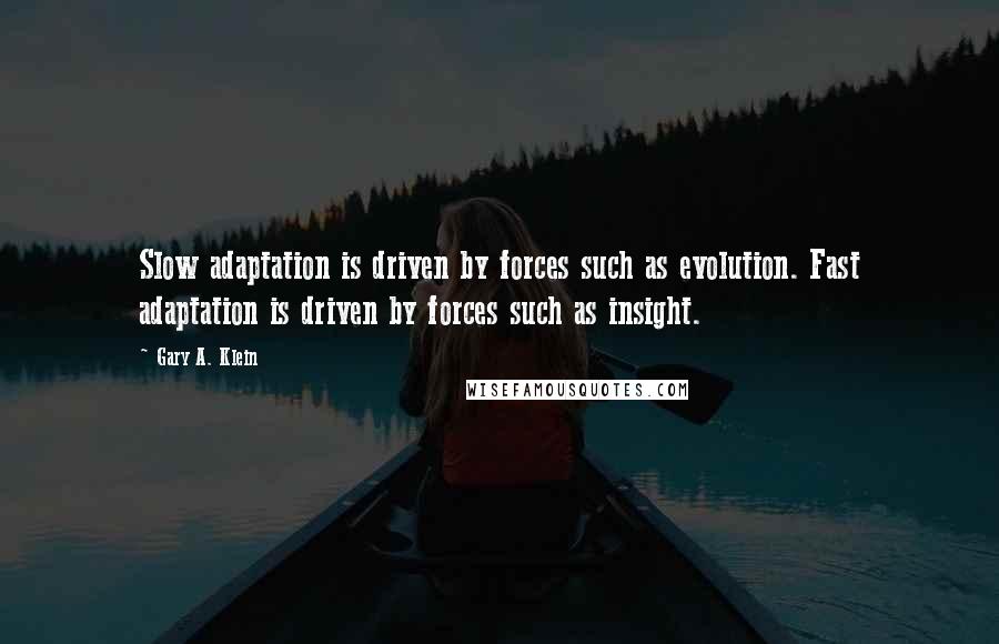 Gary A. Klein Quotes: Slow adaptation is driven by forces such as evolution. Fast adaptation is driven by forces such as insight.