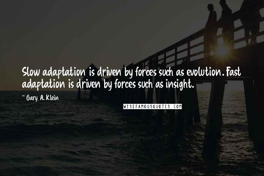 Gary A. Klein Quotes: Slow adaptation is driven by forces such as evolution. Fast adaptation is driven by forces such as insight.