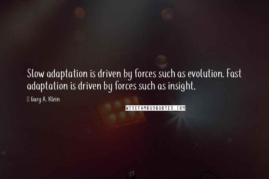 Gary A. Klein Quotes: Slow adaptation is driven by forces such as evolution. Fast adaptation is driven by forces such as insight.