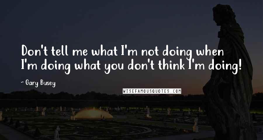 Gary Busey Quotes: Don't tell me what I'm not doing when I'm doing what you don't think I'm doing!