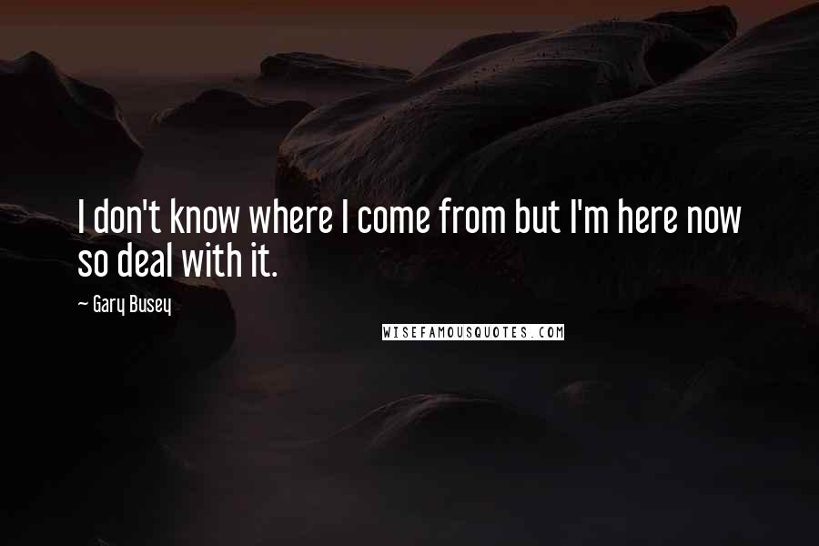 Gary Busey Quotes: I don't know where I come from but I'm here now so deal with it.