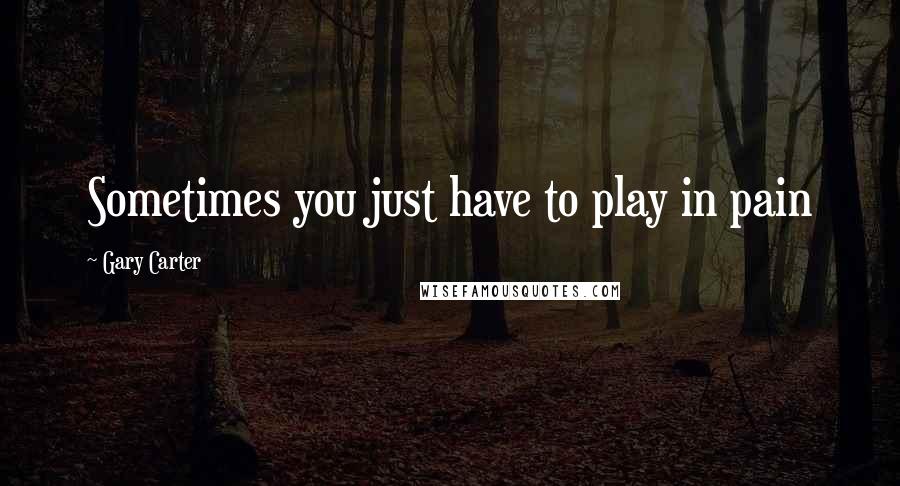 Gary Carter Quotes: Sometimes you just have to play in pain