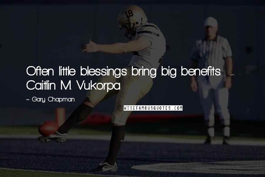 Gary Chapman Quotes: Often little blessings bring big benefits.  -  Caitlin M. Vukorpa