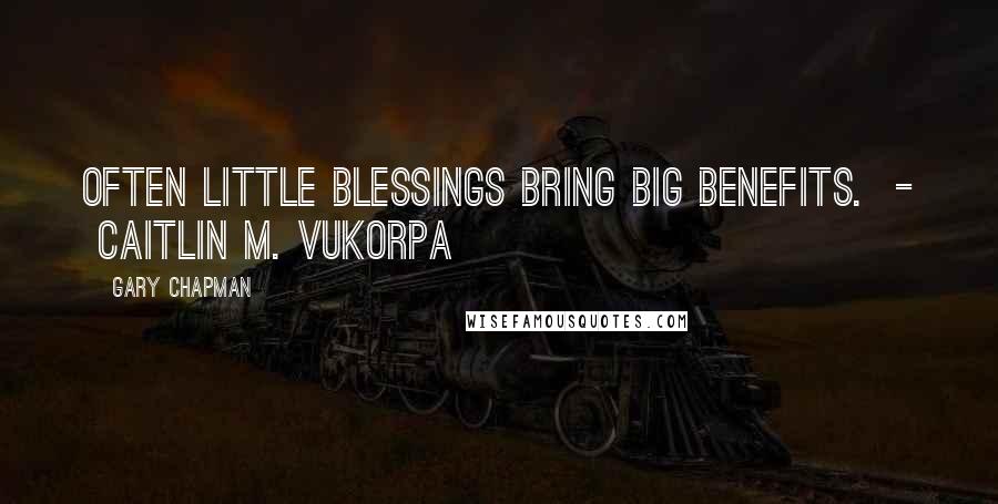 Gary Chapman Quotes: Often little blessings bring big benefits.  -  Caitlin M. Vukorpa