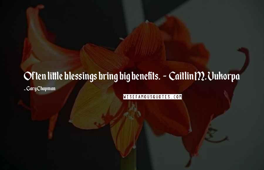 Gary Chapman Quotes: Often little blessings bring big benefits.  -  Caitlin M. Vukorpa