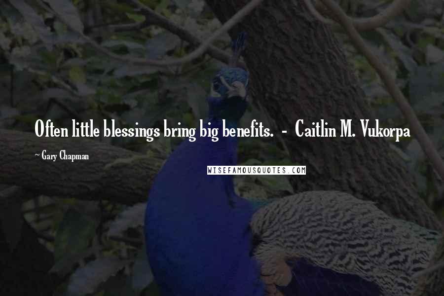 Gary Chapman Quotes: Often little blessings bring big benefits.  -  Caitlin M. Vukorpa