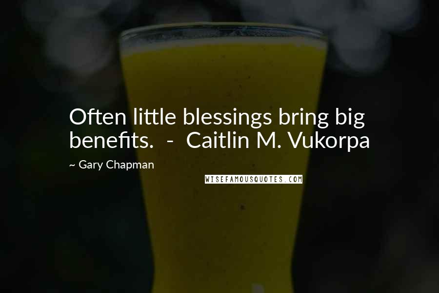 Gary Chapman Quotes: Often little blessings bring big benefits.  -  Caitlin M. Vukorpa