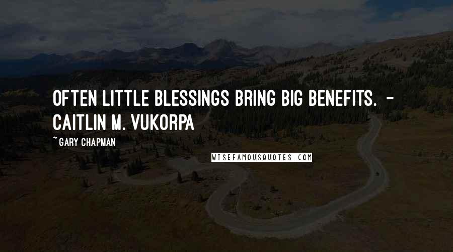 Gary Chapman Quotes: Often little blessings bring big benefits.  -  Caitlin M. Vukorpa