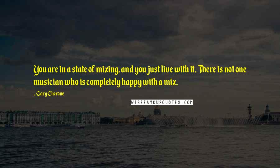 Gary Cherone Quotes: You are in a state of mixing, and you just live with it. There is not one musician who is completely happy with a mix.