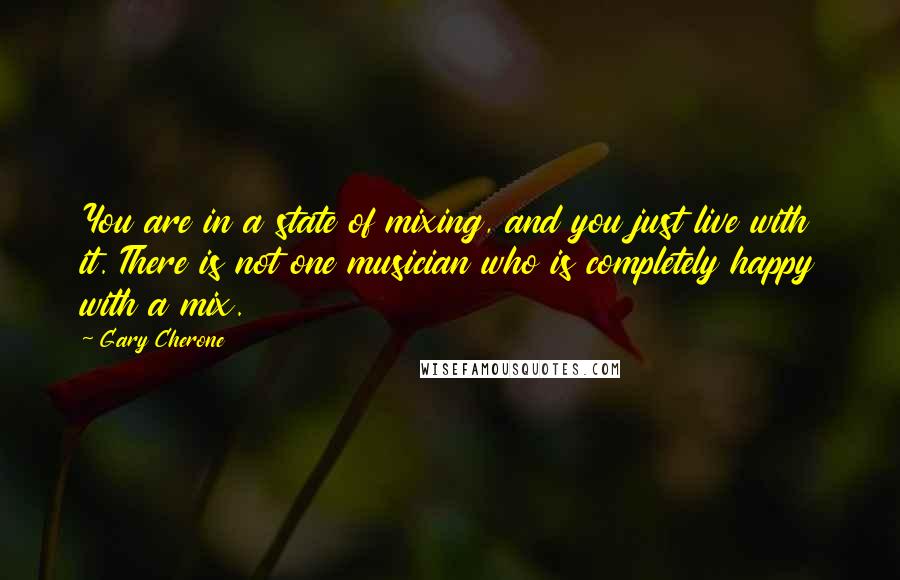 Gary Cherone Quotes: You are in a state of mixing, and you just live with it. There is not one musician who is completely happy with a mix.