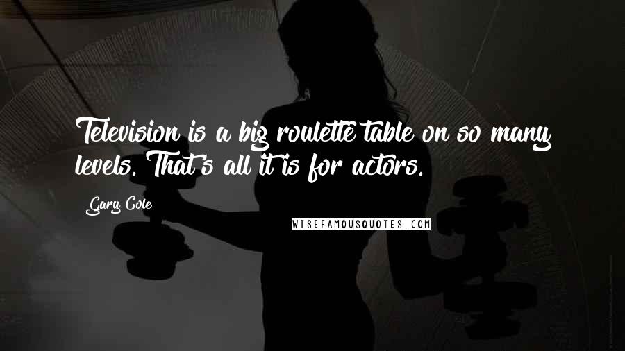 Gary Cole Quotes: Television is a big roulette table on so many levels. That's all it is for actors.