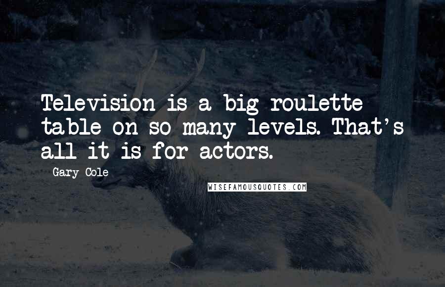Gary Cole Quotes: Television is a big roulette table on so many levels. That's all it is for actors.