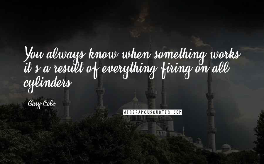 Gary Cole Quotes: You always know when something works it's a result of everything firing on all cylinders.