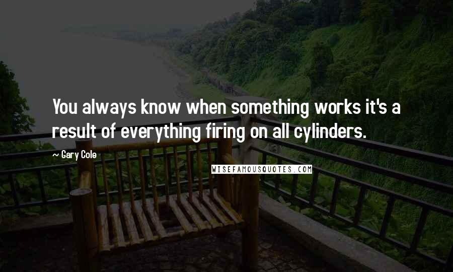 Gary Cole Quotes: You always know when something works it's a result of everything firing on all cylinders.