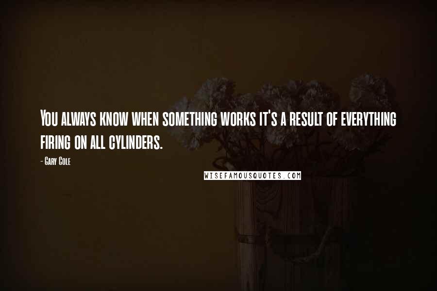 Gary Cole Quotes: You always know when something works it's a result of everything firing on all cylinders.