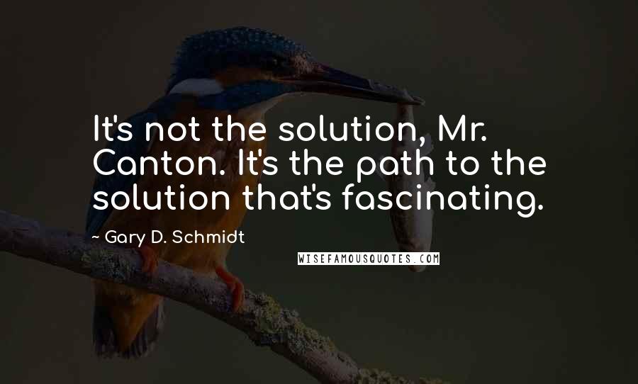 Gary D. Schmidt Quotes: It's not the solution, Mr. Canton. It's the path to the solution that's fascinating.