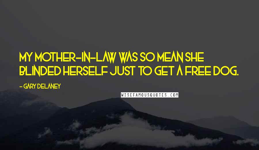 Gary Delaney Quotes: My mother-in-law was so mean she blinded herself just to get a free dog.