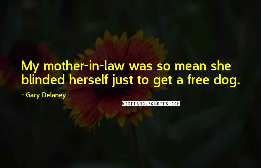 Gary Delaney Quotes: My mother-in-law was so mean she blinded herself just to get a free dog.