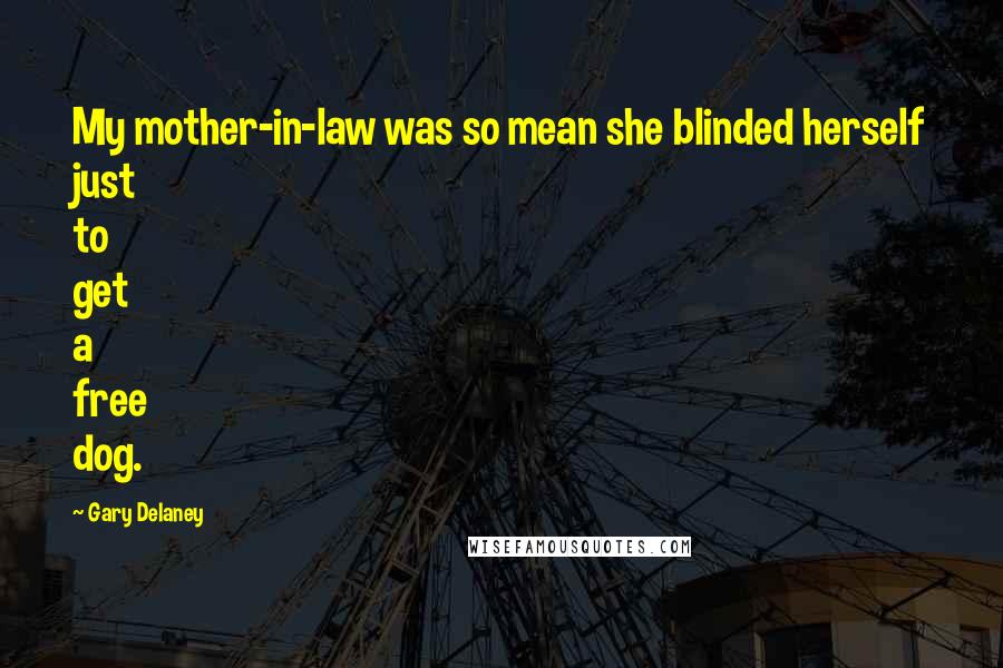Gary Delaney Quotes: My mother-in-law was so mean she blinded herself just to get a free dog.