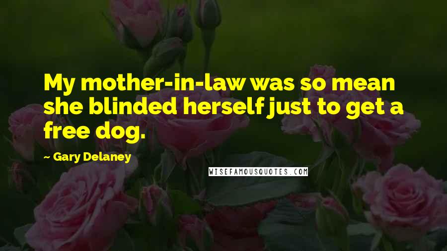 Gary Delaney Quotes: My mother-in-law was so mean she blinded herself just to get a free dog.