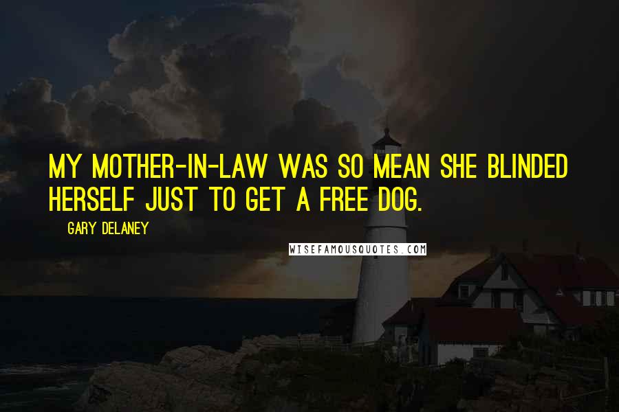 Gary Delaney Quotes: My mother-in-law was so mean she blinded herself just to get a free dog.