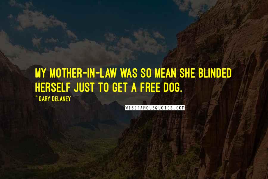 Gary Delaney Quotes: My mother-in-law was so mean she blinded herself just to get a free dog.