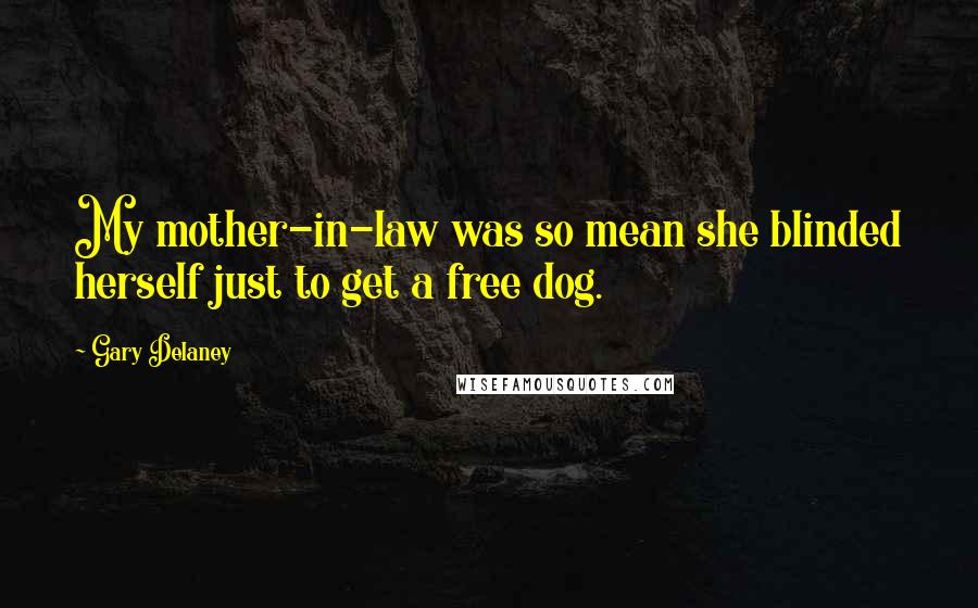 Gary Delaney Quotes: My mother-in-law was so mean she blinded herself just to get a free dog.