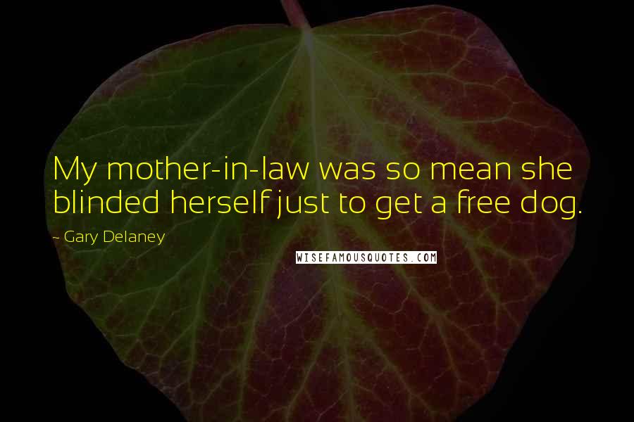 Gary Delaney Quotes: My mother-in-law was so mean she blinded herself just to get a free dog.