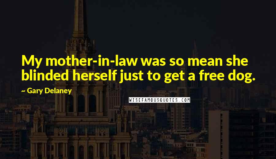 Gary Delaney Quotes: My mother-in-law was so mean she blinded herself just to get a free dog.