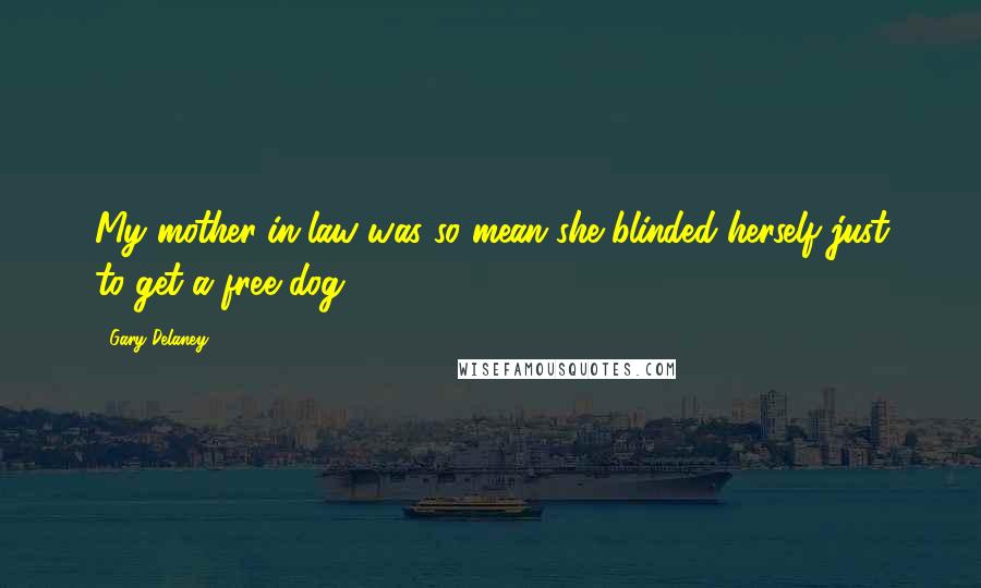 Gary Delaney Quotes: My mother-in-law was so mean she blinded herself just to get a free dog.