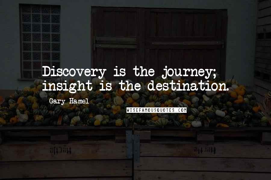 Gary Hamel Quotes: Discovery is the journey; insight is the destination.