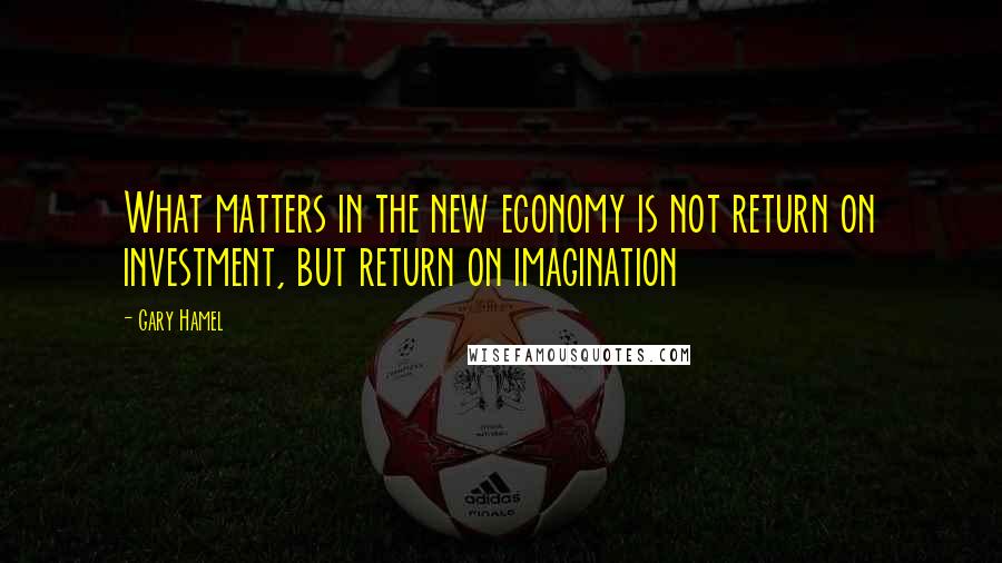 Gary Hamel Quotes: What matters in the new economy is not return on investment, but return on imagination