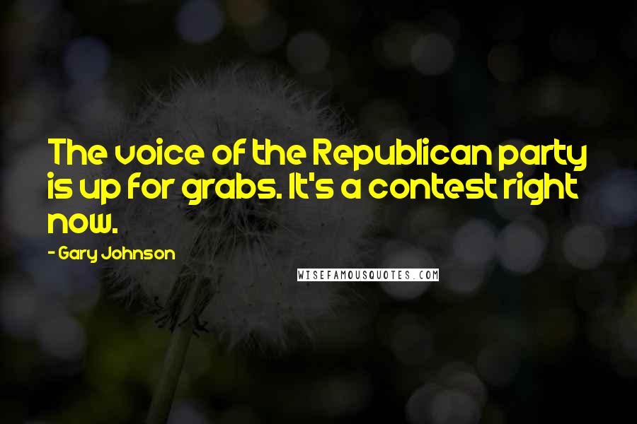 Gary Johnson Quotes: The voice of the Republican party is up for grabs. It's a contest right now.