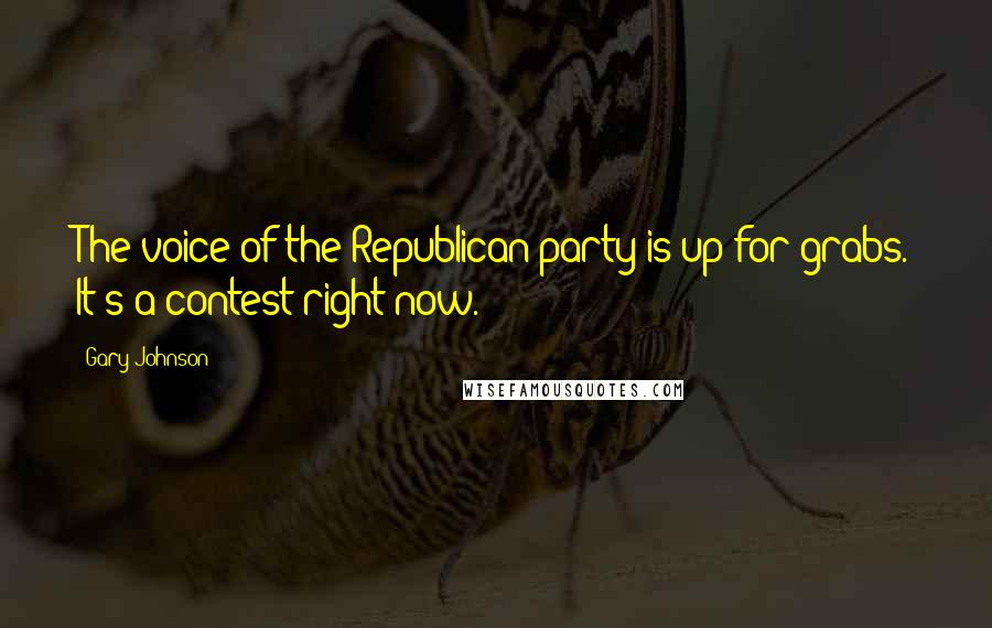 Gary Johnson Quotes: The voice of the Republican party is up for grabs. It's a contest right now.