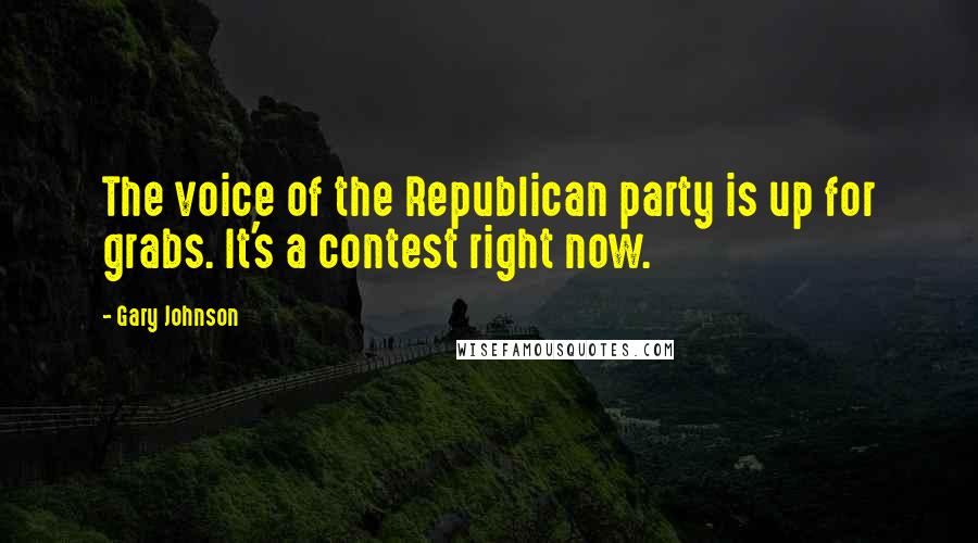 Gary Johnson Quotes: The voice of the Republican party is up for grabs. It's a contest right now.