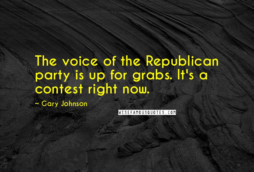 Gary Johnson Quotes: The voice of the Republican party is up for grabs. It's a contest right now.